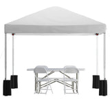 English Elm Commercial Grade Otis Portable Tailgate/Event Tent Set-10'x10' Wheeled Pop Up Canopy Tent, 6-Foot Bi-Fold Table, 4 Folding Chairs