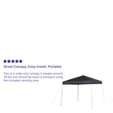 English Elm Commercial Grade 8'x8' Outdoor Pop Up Event Slanted Leg Canopy Tent with Carry Bag