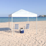 English Elm Commercial Grade 8'x8' Outdoor Pop Up Event Slanted Leg Canopy Tent with Carry Bag