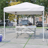 English Elm Commercial Grade 8'x8' Pop Up Event Canopy Tent with Carry Bag and Folding Bench Set - Portable Tailgate, Camping, Event Set