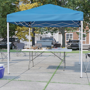 English Elm Commercial Grade 8'x8' Pop Up Event Canopy Tent with Carry Bag and 6-Foot Bi-Fold Folding Table with Carrying Handle - Tailgate Tent Set