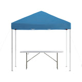 English Elm Commercial Grade 8'x8' Pop Up Event Canopy Tent with Carry Bag and 6-Foot Bi-Fold Folding Table with Carrying Handle - Tailgate Tent Set