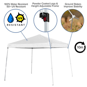 English Elm Commercial Grade 8'x8' Pop Up Event Canopy Tent with Carry Bag and 6-Foot Bi-Fold Folding Table with Carrying Handle - Tailgate Tent Set