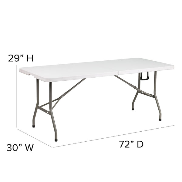 English Elm Commercial Grade Portable Tailgate/Event Tent Set - 8'x8' Pop Up Canopy Tent, 6-Foot Bi-Fold Table, Set of 4 White Folding Chairs