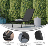 English Elm Adjustable Chaise Lounge Chair with Arms, All-Weather Outdoor Five-Position Recliner,