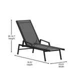 English Elm Adjustable Chaise Lounge Chair with Arms, All-Weather Outdoor Five-Position Recliner,