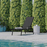 Adjustable Chaise Lounge Chair with Arms, All-Weather Outdoor Five-Position Recliner,