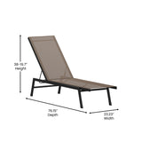 English Elm Adjustable Chaise Lounge Chair, Outdoor Five-Position Recliner, All Weather, Black/