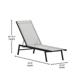 English Elm Adjustable Chaise Lounge Chair, Outdoor Five-Position Recliner, All Weather, Black/