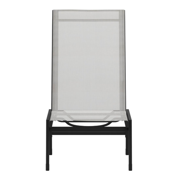 English Elm Adjustable Chaise Lounge Chair, Outdoor Five-Position Recliner, All Weather, Black/