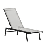 English Elm Adjustable Chaise Lounge Chair, Outdoor Five-Position Recliner, All Weather, Black/