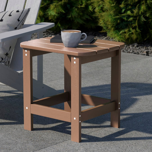 English Elm Commercial Grade All-Weather Poly Resin Wood Commercial Grade Adirondack Side Table