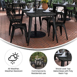 English Elm Commercial Grade Commercial Indoor/Outdoor Dining Table with Umbrella Hole, 30" x 60" All Weather Poly Resin Top and Steel Base