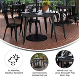 English Elm Commercial Grade Commercial Indoor/Outdoor Dining Table with Umbrella Hole, 36" Square All Weather Poly Resin Top and Steel Base