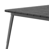 English Elm Commercial Grade Commercial Indoor/Outdoor Dining Table with Umbrella Hole, 36" Square All Weather Poly Resin Top and Steel Base