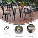 English Elm Commercial Grade Commercial Grade Indoor/Outdoor Dining Table, 23.75" Round All Weather Brown Poly Resin Top with Steel Base