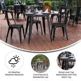 English Elm Commercial Grade Commercial Grade Indoor/Outdoor Dining Table, 30" Round All Weather Poly Resin Top with Steel Base