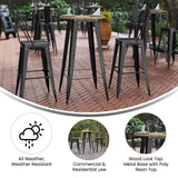 English Elm Commercial Grade Commercial Indoor/Outdoor Bar Top Table, 23.75" Round All Weather Brown Poly Resin Top with Steel base