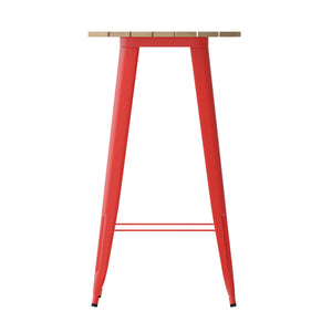 English Elm Commercial Grade Commercial Indoor/Outdoor Bar Top Table, 23.75" Round All Weather Brown Poly Resin Top with Steel base