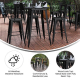 English Elm Commercial Grade Commercial Indoor/Outdoor Bar Top Table, 30" Round All Weather Poly Resin Top with Steel base