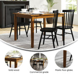 English Elm Commercial Grade 47" Solid Wood Dining Table, Commercial Grade Heavy Duty Rectangle Wood Table for 4, Finish