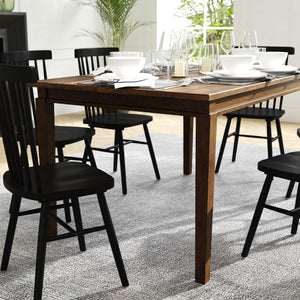 English Elm Commercial Grade 60" Solid Wood Dining Table, Commercial Grade Heavy Duty Rectangle Wood Table for 6, Finish