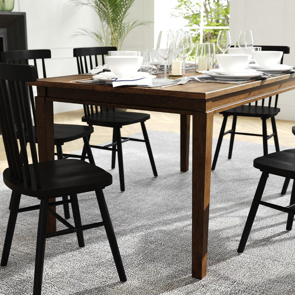 English Elm Commercial Grade 60" Solid Wood Dining Table, Commercial Grade Heavy Duty Rectangle Wood Table for 6, Finish