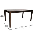 English Elm Commercial Grade 60" Solid Wood Dining Table, Commercial Grade Heavy Duty Rectangle Wood Table for 6, Finish