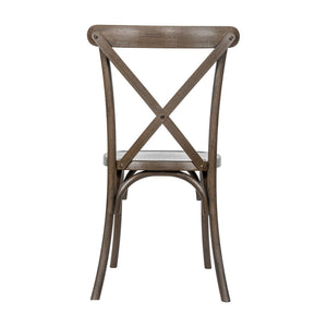 English Elm Commercial Grade Commercial Indoor/Outdoor Wood Look Resin Cross Back Chair