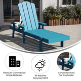 English Elm Commercial Grade Commercial Grade Adjustable Adirondack Lounger with Cup Holder, All-Weather Indoor/Outdoor Recycled HDPE Lounge Chair