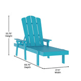 English Elm Commercial Grade Commercial Grade 3 Piece Indoor/Outdoor Adirondack Set with 2 Adjustable HDPE Loungers with Cup Holders and 2-Tier Side Table