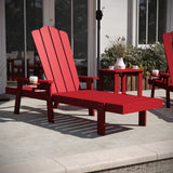 English Elm Commercial Grade Commercial Grade 3 Piece Indoor/Outdoor Adirondack Set with 2 Adjustable HDPE Loungers with Cup Holders and 2-Tier Side Table