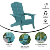 English Elm Adirondack Chair with Cup Holder, Weather Resistant HDPE Adirondack Chair