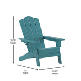 English Elm Adirondack Chair with Cup Holder, Weather Resistant HDPE Adirondack Chair