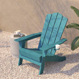 English Elm Adirondack Chair with Cup Holder, Weather Resistant HDPE Adirondack Chair