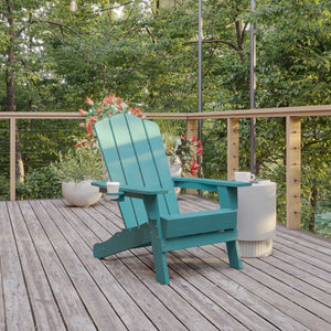 English Elm Adirondack Chair with Cup Holder, Weather Resistant HDPE Adirondack Chair