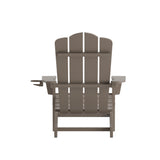 English Elm Adirondack Chair with Cup Holder, Weather Resistant HDPE Adirondack Chair