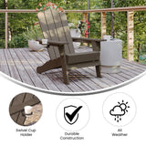 English Elm Adirondack Chair with Cup Holder, Weather Resistant HDPE Adirondack Chair