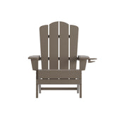 English Elm Adirondack Chair with Cup Holder, Weather Resistant HDPE Adirondack Chair