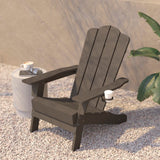 English Elm Adirondack Chair with Cup Holder, Weather Resistant HDPE Adirondack Chair