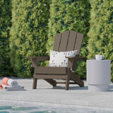 English Elm Adirondack Chair with Cup Holder, Weather Resistant HDPE Adirondack Chair