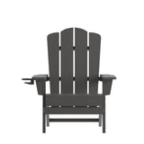 English Elm Adirondack Chair with Cup Holder, Weather Resistant HDPE Adirondack Chair