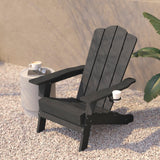 English Elm Adirondack Chair with Cup Holder, Weather Resistant HDPE Adirondack Chair