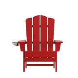 English Elm Adirondack Chair with Cup Holder, Weather Resistant HDPE Adirondack Chair