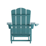 English Elm HDPE Adirondack Chair with Cup Holder and Pull Out Ottoman, All-Weather HDPE Indoor/Outdoor Lounge Chair