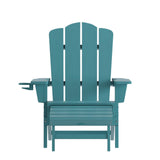 English Elm HDPE Adirondack Chair with Cup Holder and Pull Out Ottoman, All-Weather HDPE Indoor/Outdoor Lounge Chair