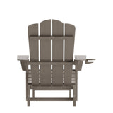 English Elm HDPE Adirondack Chair with Cup Holder and Pull Out Ottoman, All-Weather HDPE Indoor/Outdoor Lounge Chair