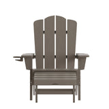 English Elm HDPE Adirondack Chair with Cup Holder and Pull Out Ottoman, All-Weather HDPE Indoor/Outdoor Lounge Chair