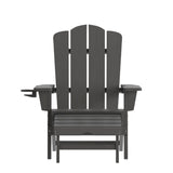 English Elm HDPE Adirondack Chair with Cup Holder and Pull Out Ottoman, All-Weather HDPE Indoor/Outdoor Lounge Chair