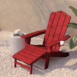 English Elm HDPE Adirondack Chair with Cup Holder and Pull Out Ottoman, All-Weather HDPE Indoor/Outdoor Lounge Chair